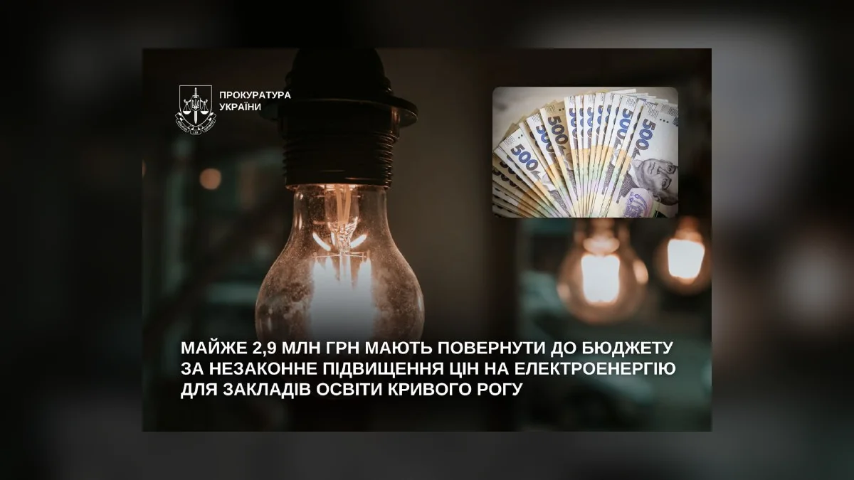 У Кривому Розі постачальник має повернути майже 2,9 млн грн за світло для закладів освіти