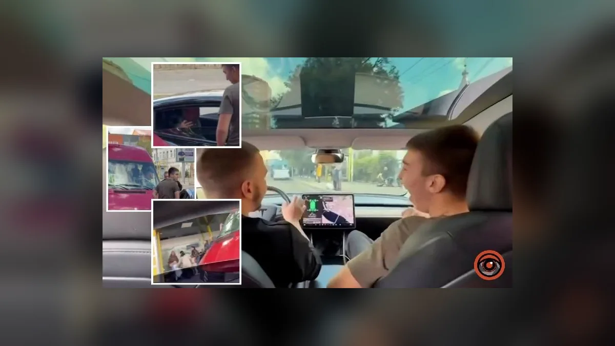 У центрі Дніпра водій Tesla дрифтував та зіткнувся з маршруткою №43